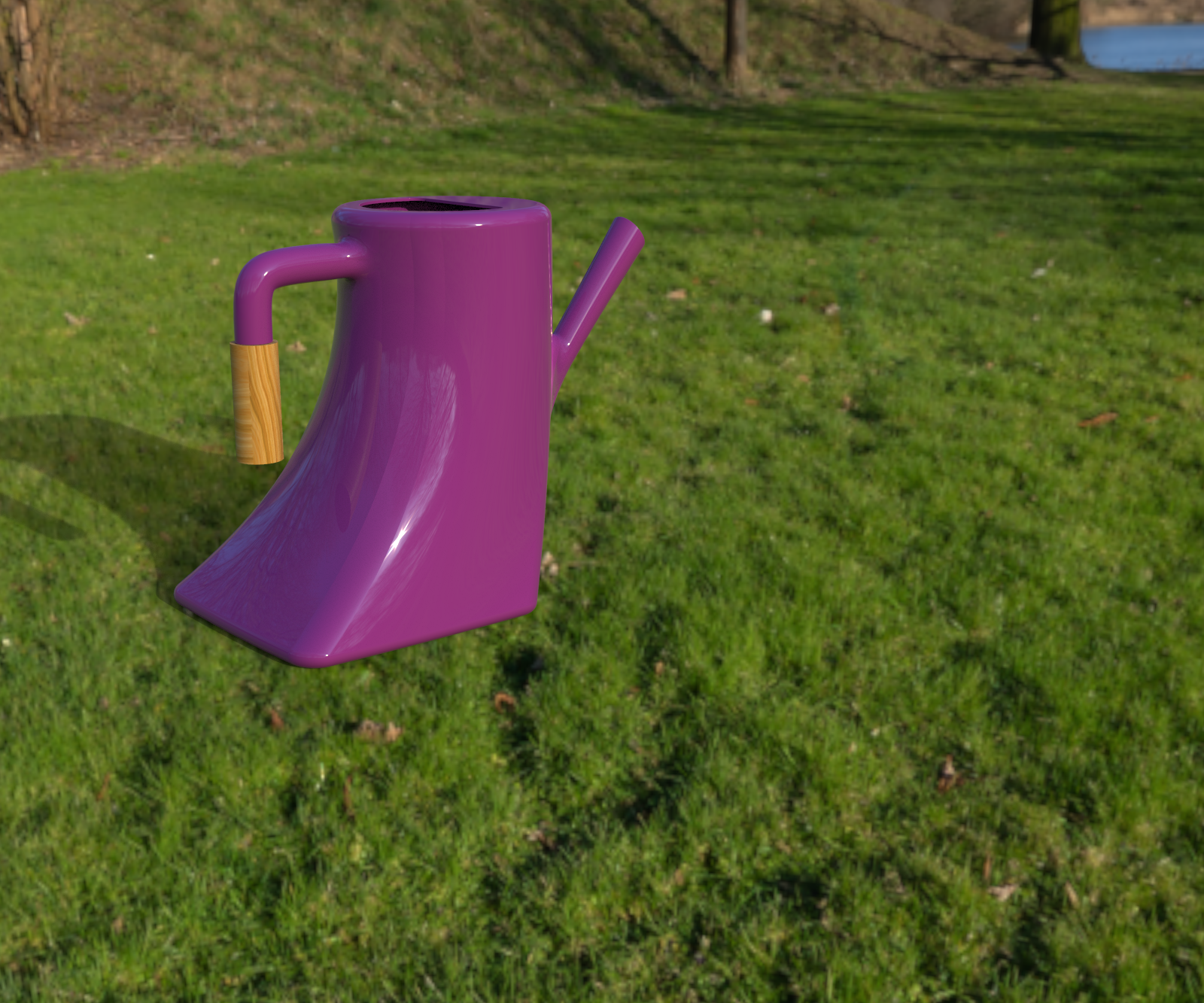 Origin Plastics watering can concept — KeyShot render side profile